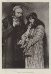 Shylock und Jessica, in der Ausstellung des Royal Institute of Painters in Water Colours